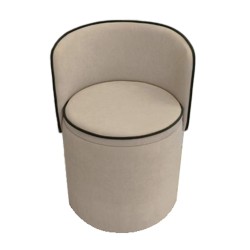 Pouf fauteuil Eclipse beige avec passepoil kaki