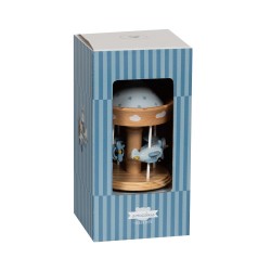 Carrousel musical Avion bleu en bois