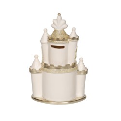 Tirelire Château beige et doré en résine 24 cm