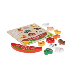 Puzzle équilibre Animaux de la ferme en bois FSC