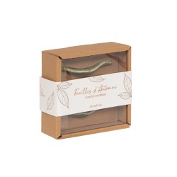 Coffret de 4 porte-couteaux feuille verte en céramique