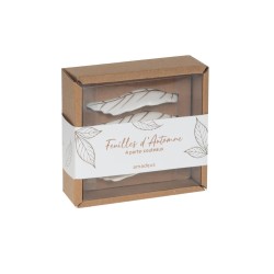 Coffret de 4 porte-couteaux feuille blanche en céramique