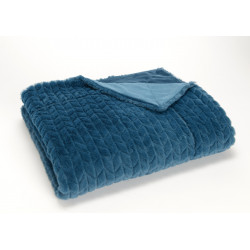 plaid chevron 130x170 bleu nuit 