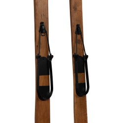 Paire de skis décoratifs vintage en manguier recyclé