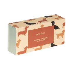 Coffret de 3 paires de chaussettes en coton imprimé chat/chien