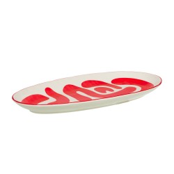 Plat ovale Lulli rouge 41x21 cm