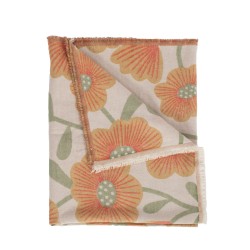 Plaid Lilou fleurs orange 130x170 cm