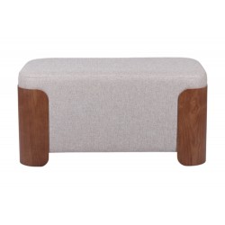 Banc en tissu taupe et bois L80 cm Aubépine