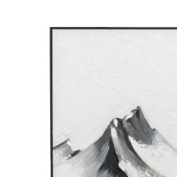 Toile décorative sommet enneigé en relief cadre noir 60x90 cm
