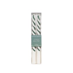 Coffret 2 chandelles Twist vert H29,5 cm en cire