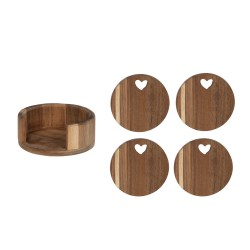 Support avec 4 sous verre en bois