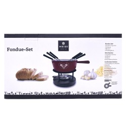Service à fondue fonte Folk Rouge 20 cm