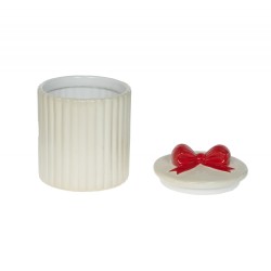 Boite nœud rouge H12 cm en céramique
