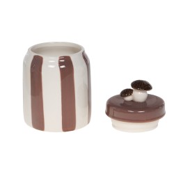 Boite champignon H11 cm rayée chocolat en céramique