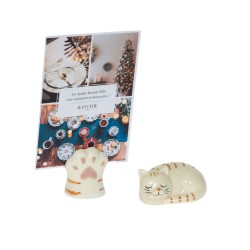 Coffret 2 porte photos chat en céramique