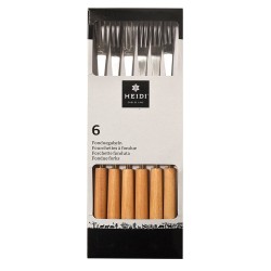 6 fourchettes 3 dents bois naturel