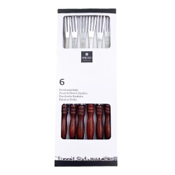 6 Fourchettes 3 dents bois tourne