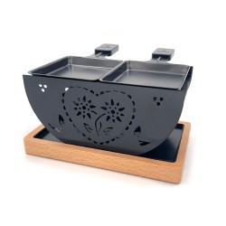 Raclette à la bougie Duo Folk Socle Hevea