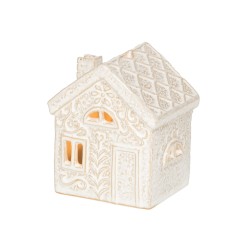 Photophore maison crème H7,7 cm en céramique