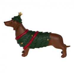 Teckel de Noël sapin 21X33 cm en résine
