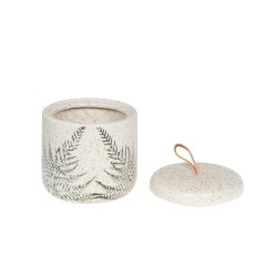 Boîte fougère H11 cm en céramique blanche