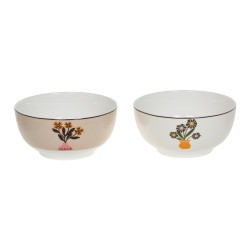 Coffret 2 bols Bloom 58 cl en porcelaine décorée