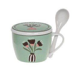 Coffret bol à soupe en porcelaine décorée 70cl