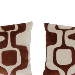 Coussin abstrait marron 40x60 cm en coton (lot de 2)