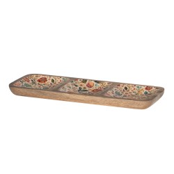 Plat apéritif avec 3 compartiments Alba en manguier 38x14 cm