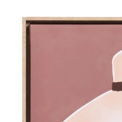 Toile imprimée femme au chapeau taupe cadre bois 60x60 cm