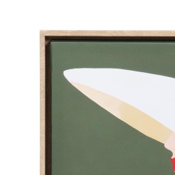 Toile imprimée femme au chapeau kaki cadre bois 60x60 cm