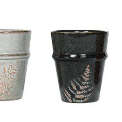 Tasse expresso Claire 21cl en grès émaillé décoré fougère (lot de 3)