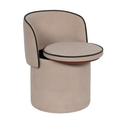 Pouf fauteuil Eclipse beige avec passepoil kaki