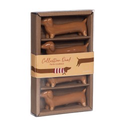 Coffret 4 porte-couteaux Teckel 8x3 cm  en céramique