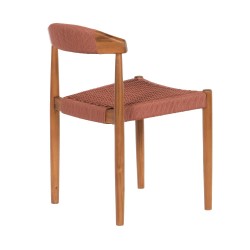 Chaise de salle à manger Tressia en acacia et corde terracotta finition noyer (lot de 2)