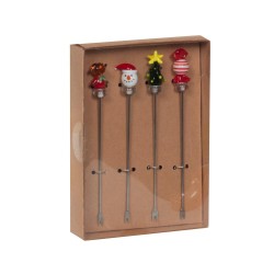 Coffret de 4 piques en Métal Noël