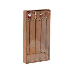 coffret 4 agitateurs metal noel