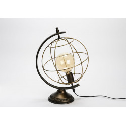 Lampe de table en métal globe trotter