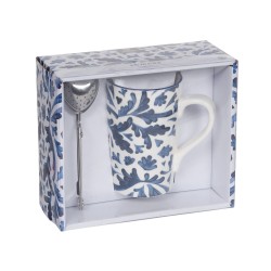 Coffret thé avec infuseur Romane bleu 40cl