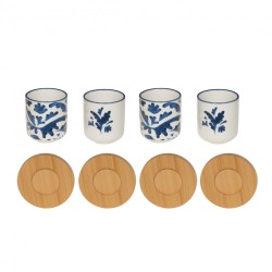 Coffret de 4 tasses avec sous tasses Romane bleu 10cl