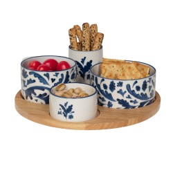 Service apéritif de 4 pièces Romane bleu 28,5 cm