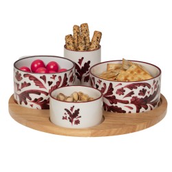 Service apéritif de 4 pièces Romane rouge 28,5 cm