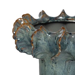 Coupe sur pied Vague H16,5 cm en céramique bleu