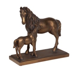 Statue chevaux 37x32 cm en résine dorée patine