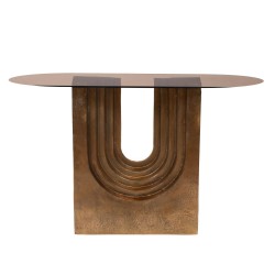 Console arc Carmen 118 cm  en aluminium doré et verre