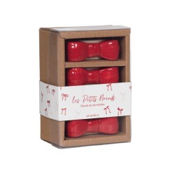 Coffret 4 ronds de serviettes nœuds rouge en céramique