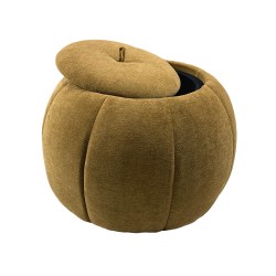 Pouf Pumpkin Ø60 cm rond en tissu moutarde