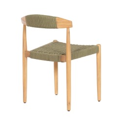 Chaise de salle à manger Tressia en acacia et corde kaki finition chêne (lot de 2)