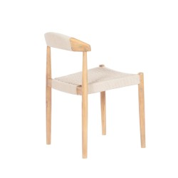 Chaise de salle à manger Tressia en acacia et corde beige finition chêne (lot de 2)