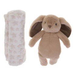 Doudou Lapin et son plaid étoilé 90x75cm
